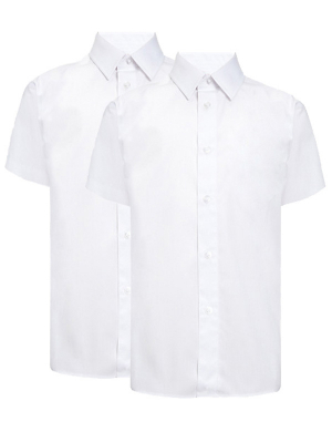 Trutex Slim Fit Short Sleeve Shirts 2pk - White
